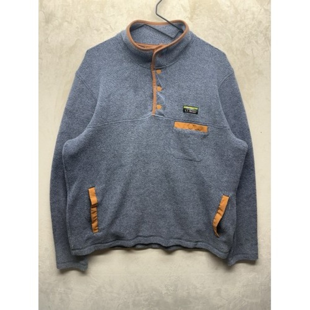 L.L.Bean Fleece Sweatshirt Men's Large Blue Pullover 1/4 Snap Sweater Gorpcore